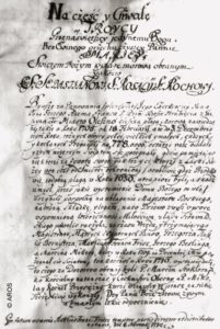 Dokument sporządzony w Oleśnie w dniu 6 XI 1710 r. dotyczący oleskiej dżumy.